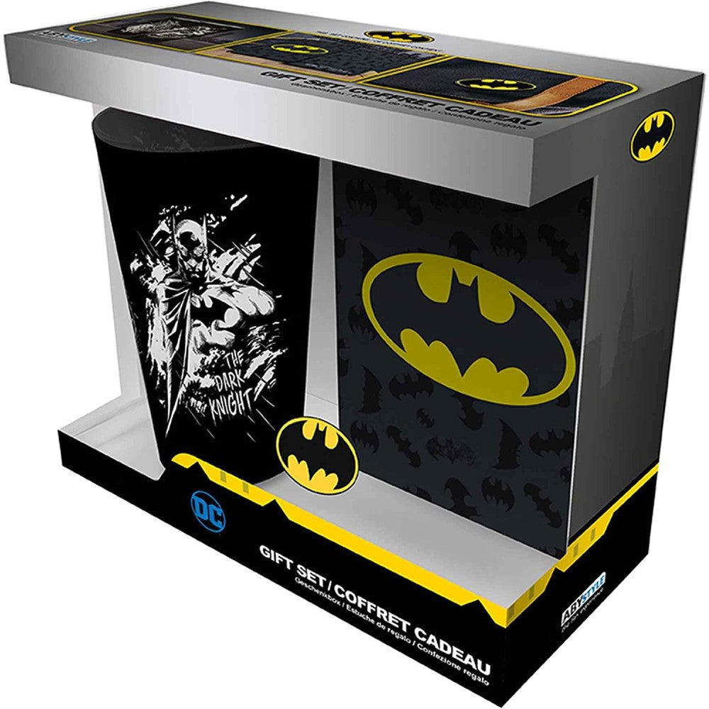 Cutie Cadou DC Comics - Pahar XXL + Insigna + Notebook de Buzunar Batman