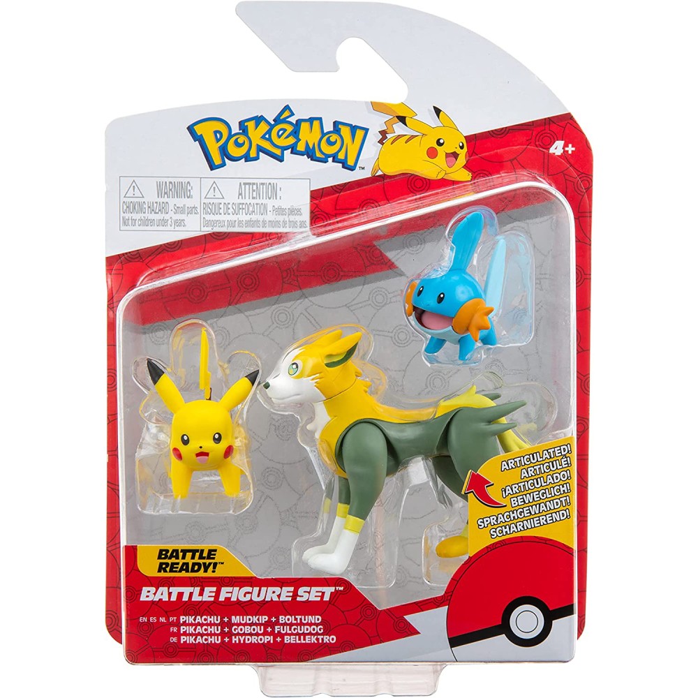 Set 3 Mini Figurine Articulate Pokemon - Mudkip & Pikachu & Boltund