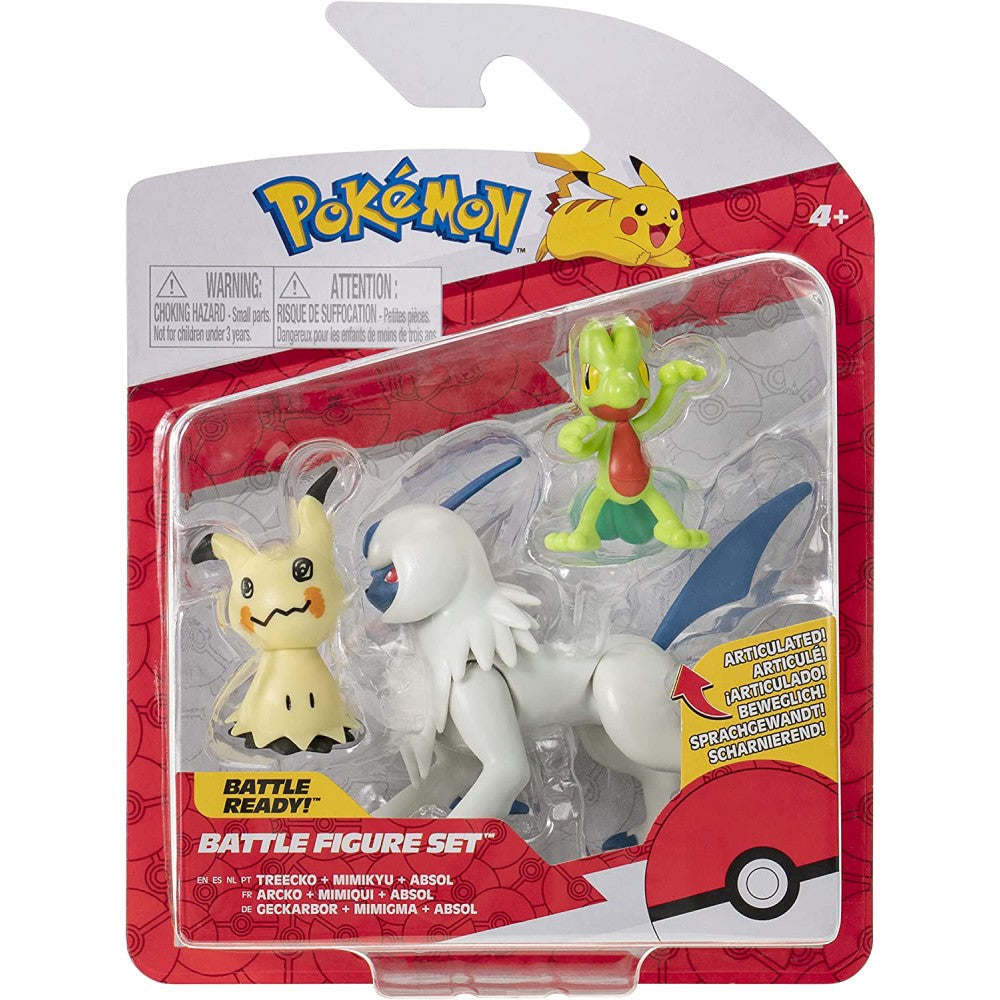 Set 3 Mini Figurine Articulate Pokemon - Treecko & Mimikyu & Absol