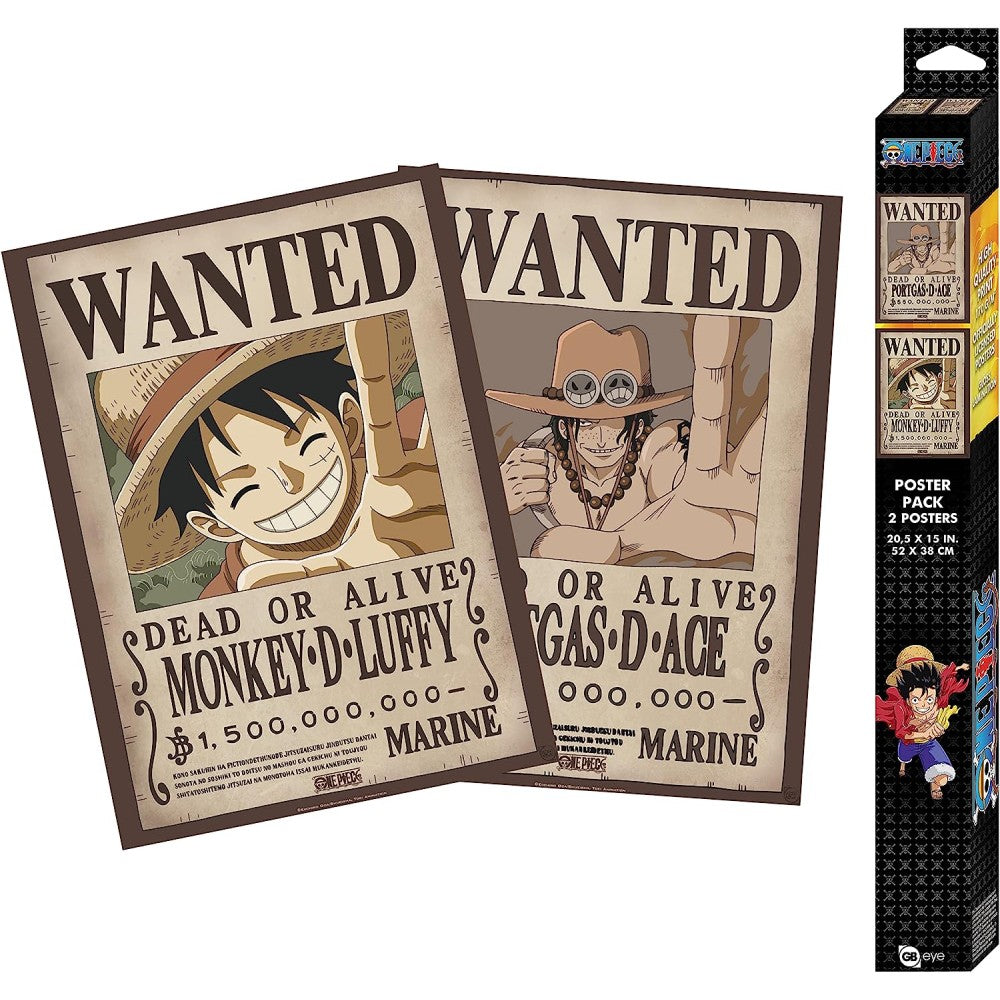 Set 2 Postere Chibi One Piece - 52x38 - Wanted Luffy & Ace