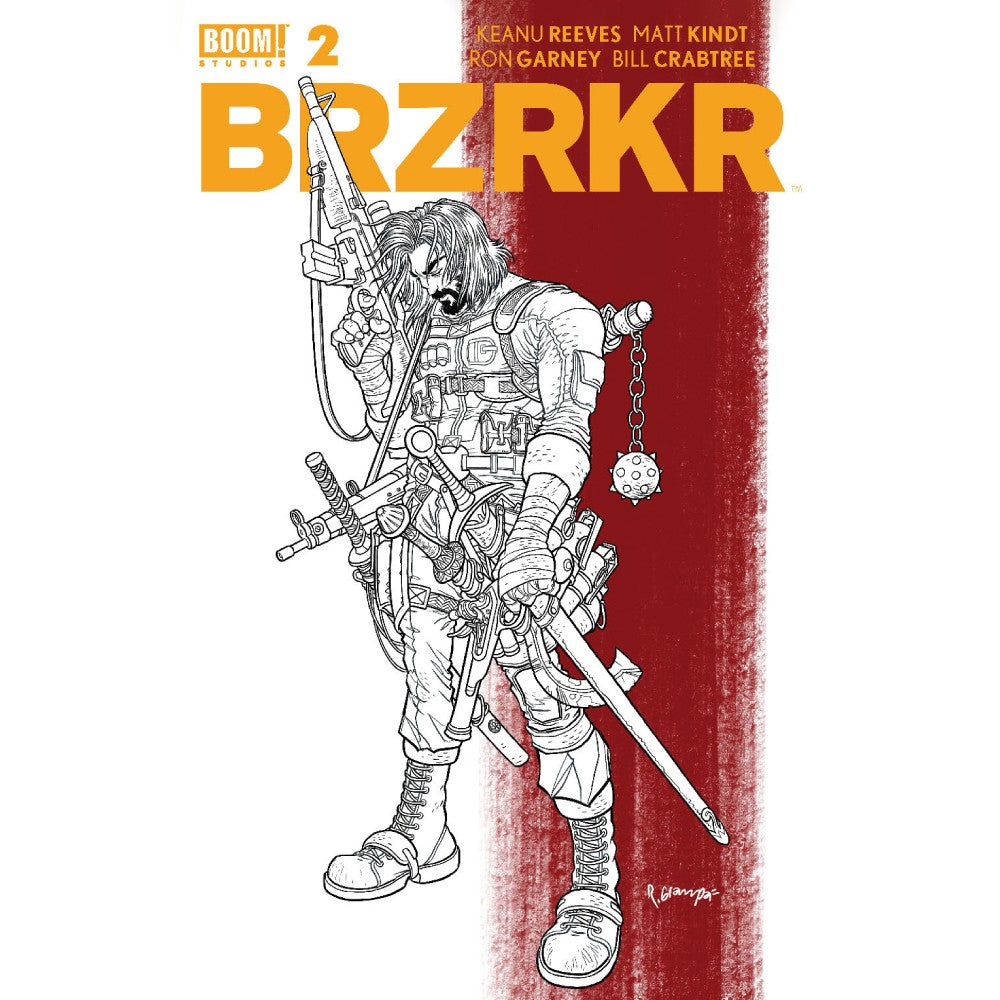 Brzrkr 02 Secret Cover - Rafael Grampa, B&W with Yellow Logo