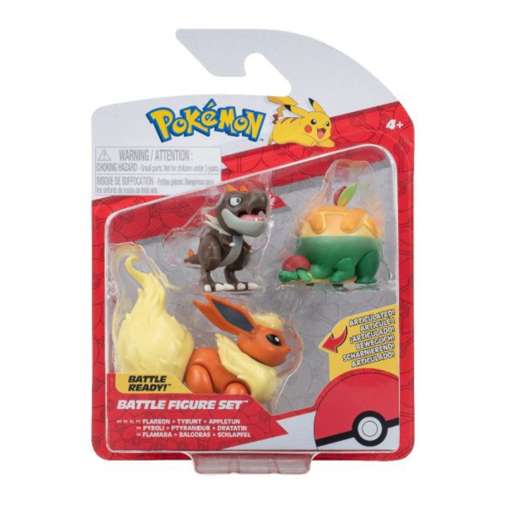 Set 3 Mini Figurine Articulate Pokemon - Appltun, Tyrunt, Flareon