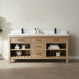 Vineyard Ash Wood Double Sink Bathroom Vanity | The Flooring Factory
