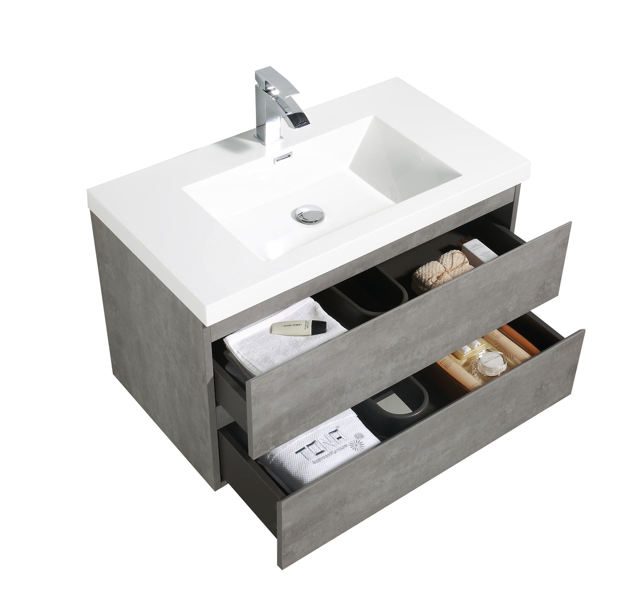 Sienna Cement Gray Single Sink Bathroom Vanity The Flooring Factory