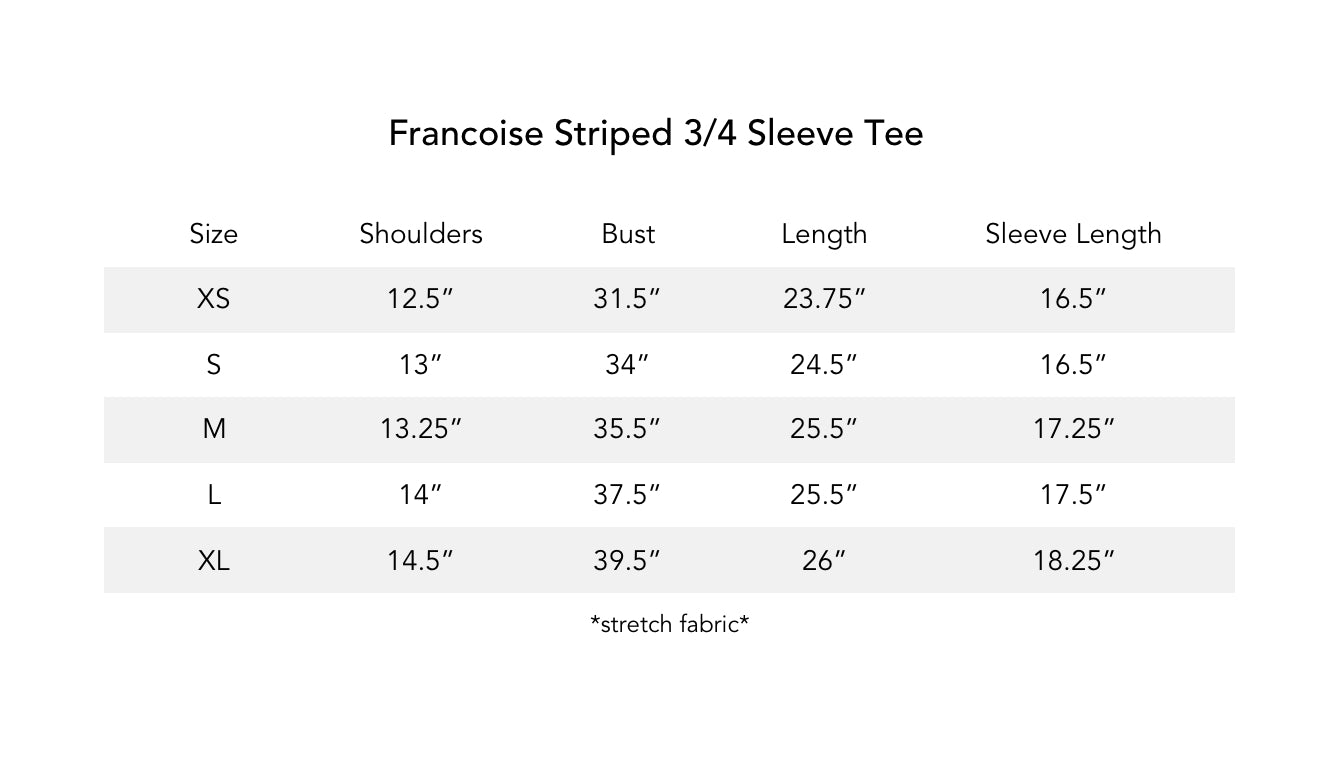 Francoise 3/4 Sleeve Tee (Marine Stripe) – Long Sleeve Tops – Amour Vert