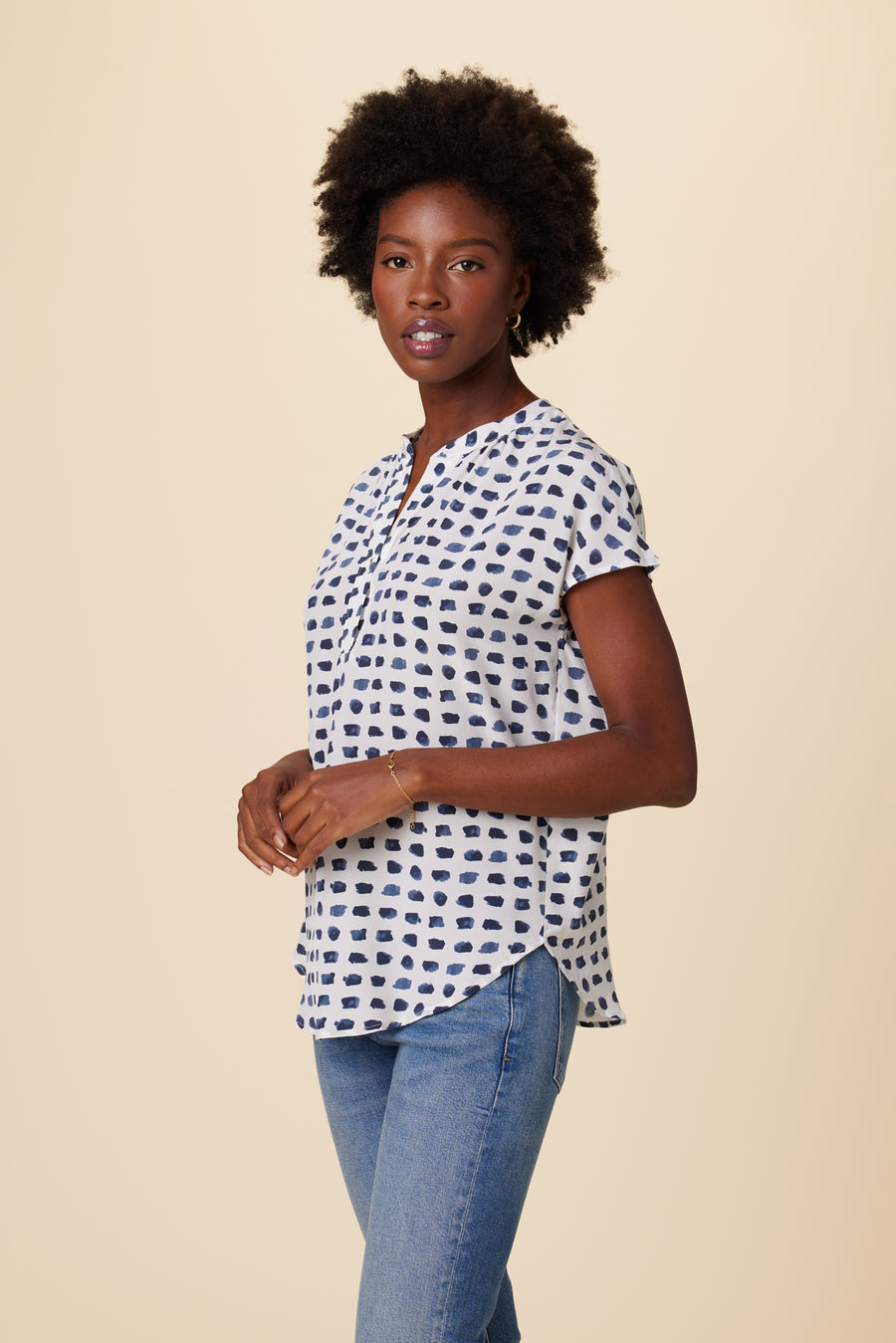 Renata Washable Silk Blouse - Squared Up White– Amour Vert