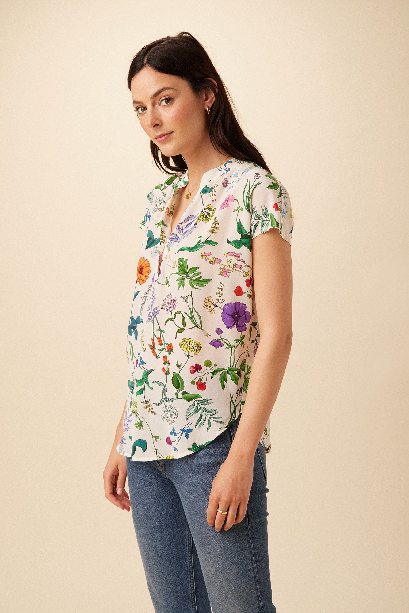 Renata Washable Silk Blouse - Stella Floral White– Amour Vert