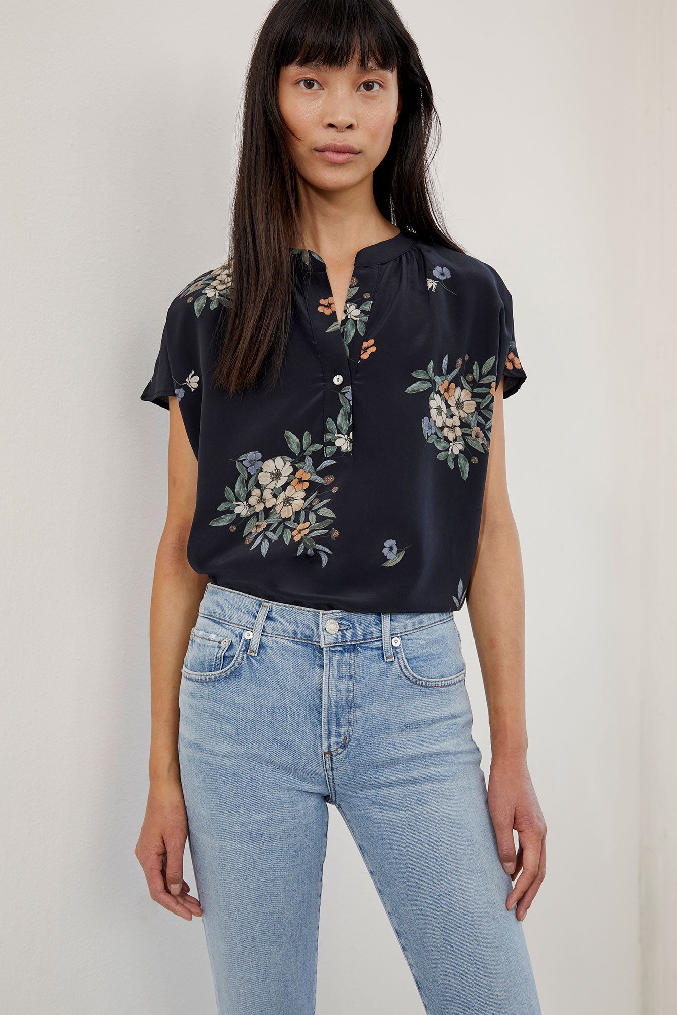 Renata Silk Blouse (Valley Floral) – Short Sleeve – Amour Vert