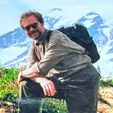 A photo of Ron Zimmerman hiking in the moutains of the Pacific Northwest