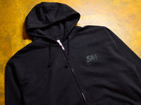 SM Embroidered Zip Hooded Fleece - Black / Black