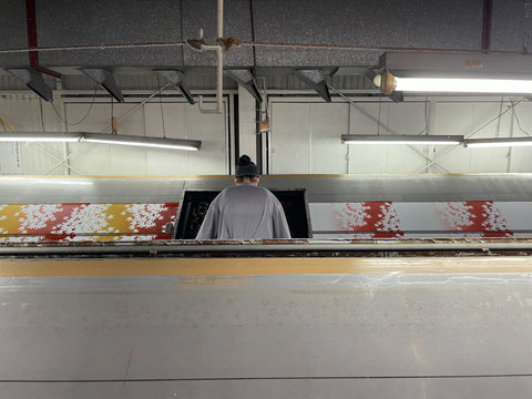 Dye tenugui with hand printing