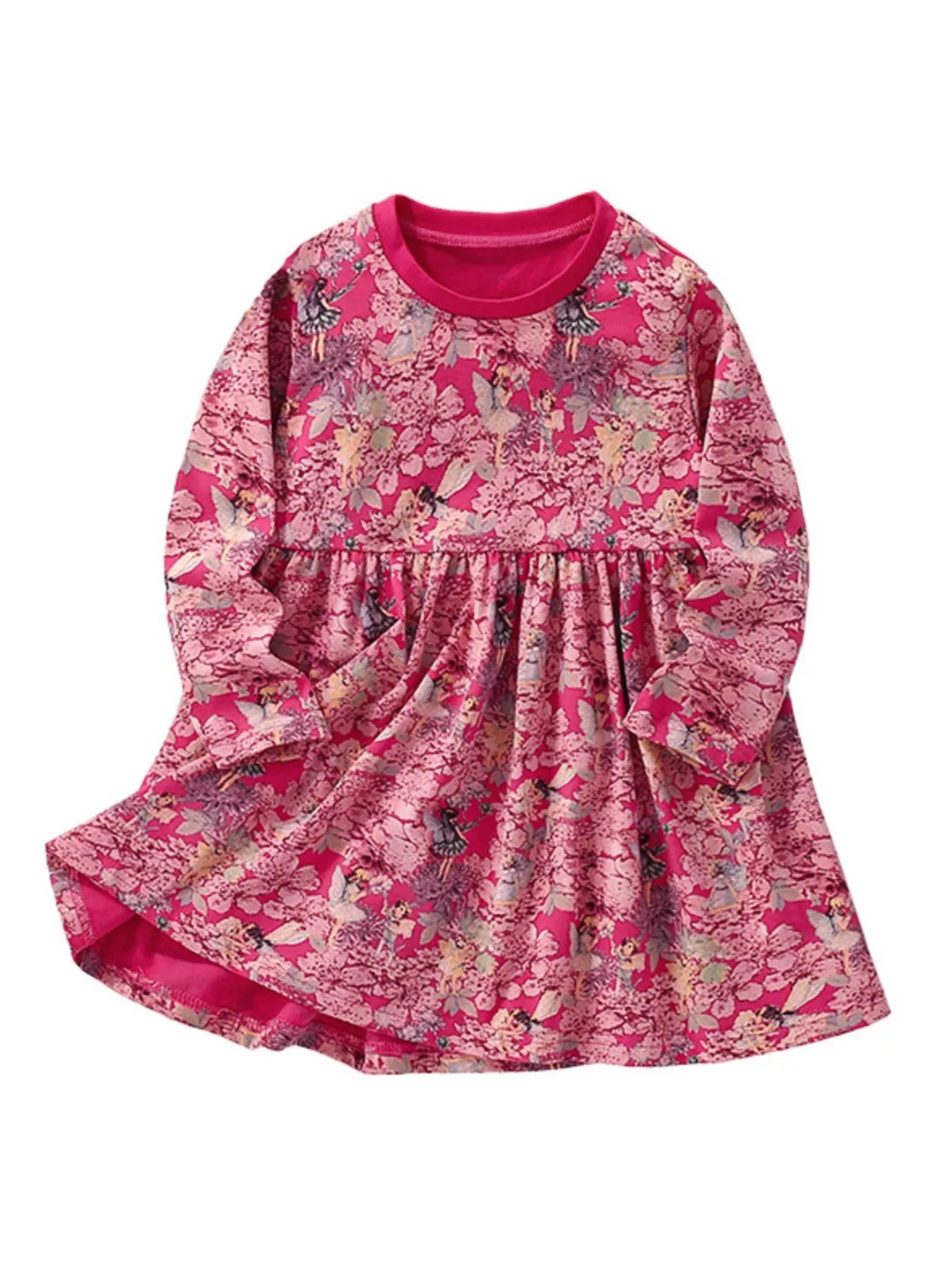 Children's Floral Print Long Sleeve Casual Dress
