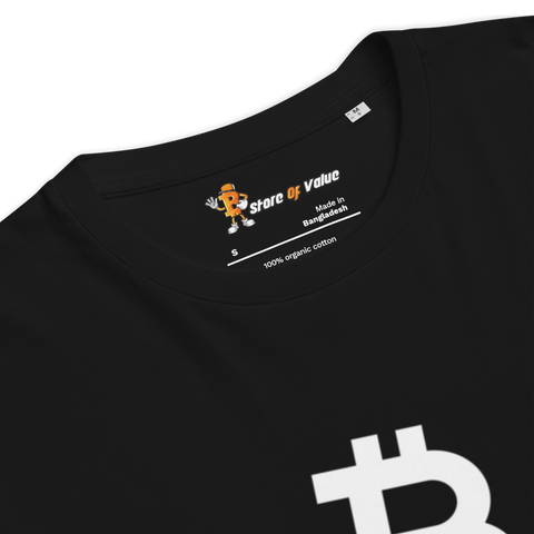 Bitcoin T-shirt - Met Schuin Bitcoin Symbool - Unisex - 100% Biologisch Katoen