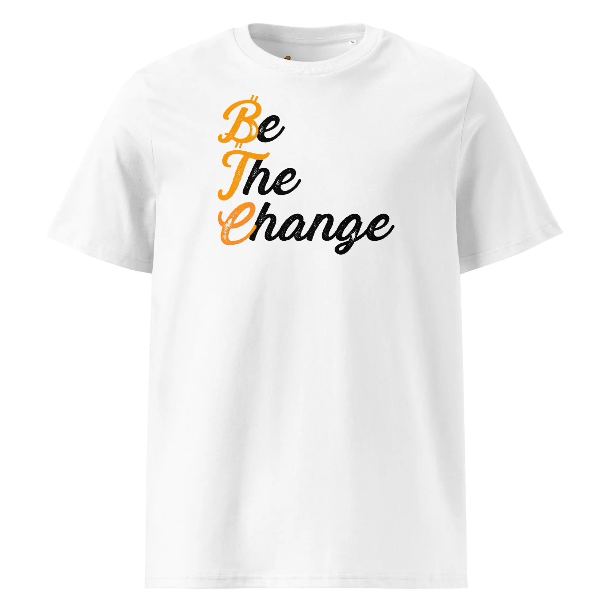Be The Change - Premium Unisex Organic Cotton Bitcoin T-shirt White Color