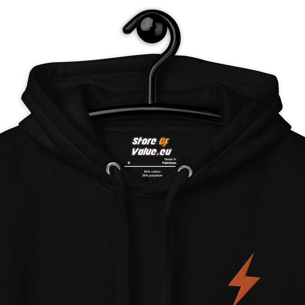 Bitcoin Hoodie - Lightning Symbol - Orange Embroidered - Premium - Unisex