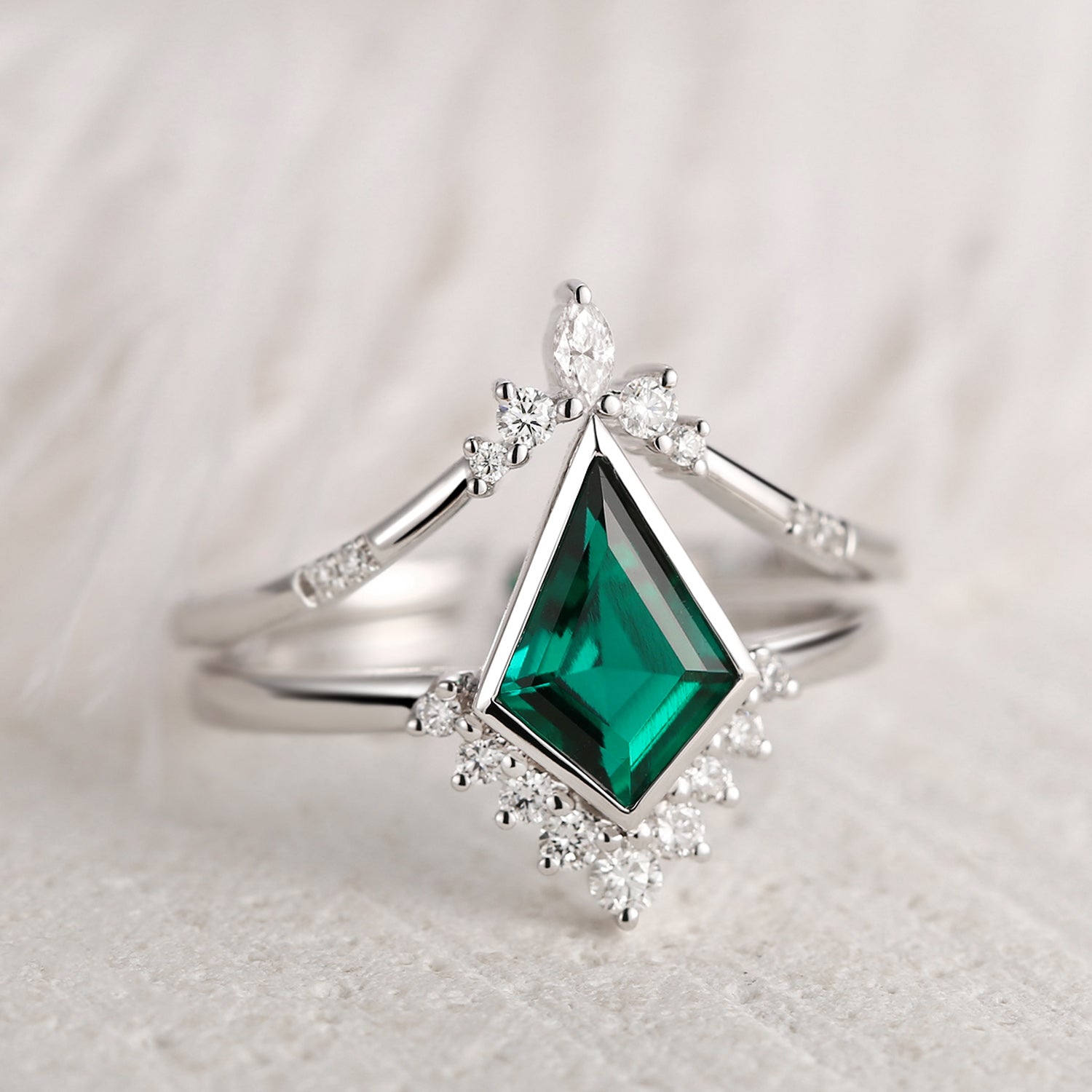 KiteShapedLabEmeraldEngagementRing