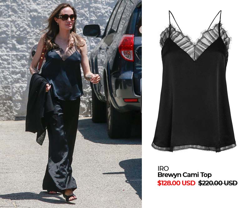 Angelina Jolie Styles a Luxe Vest Suit with Her Go-To Bag