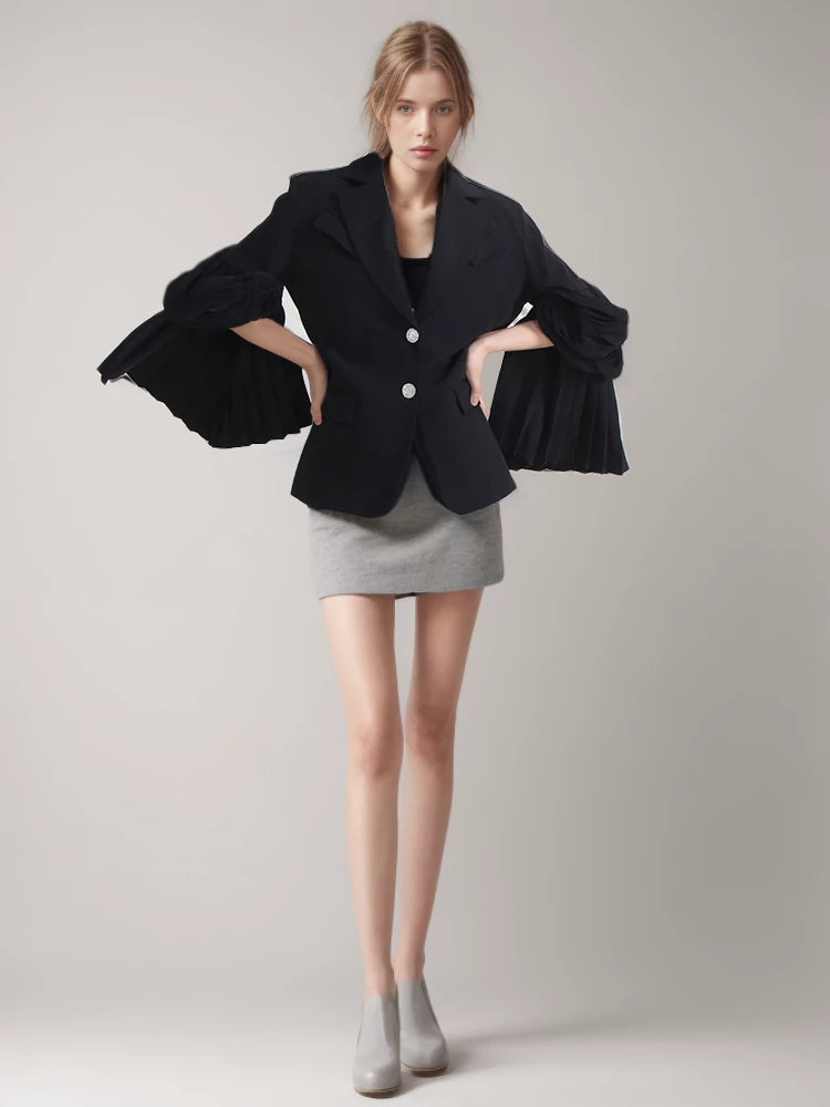 Pleated Pagoda Sleeve Blazers