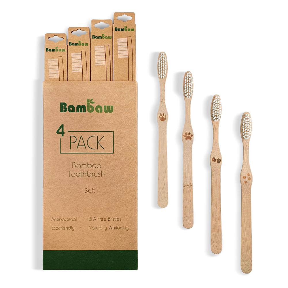 Bambaw Bamboo Toothbrushes Soft 4unit