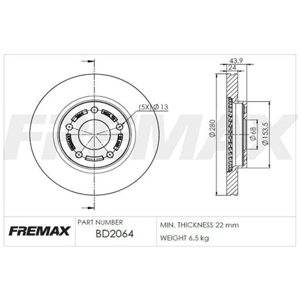 Par de Discos de Freio Ventilado Dianteiro - Fremax - BD2064 (2)