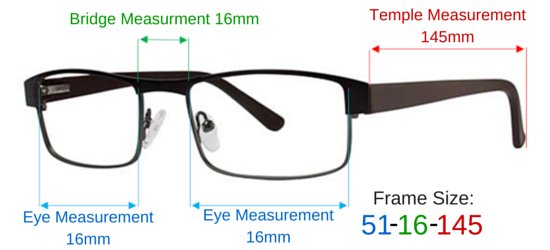 Eyeglass Frame Sizes Chart