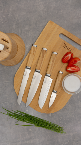MITI Bamboo Knives and chopping board