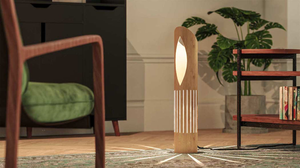 a photo of MITI Life's Bamboo Floor Lamp in a living room