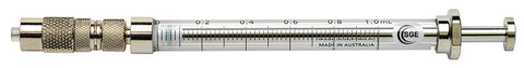 Pre-fitted syringe with push-pull valve with Luer Lock termination