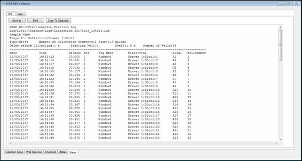 LEAP microfractionation fraction log