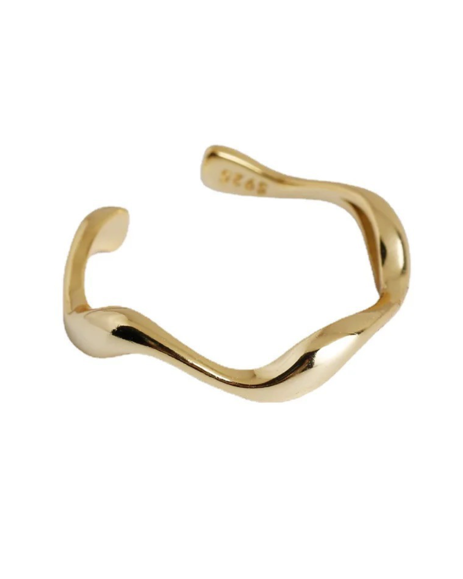 Billede af Belphia Wave Ring 925 Sterling Sølv 18K Guldbelagt - Justerbar / 925 Sterling Sølv 18K Guldbelagt