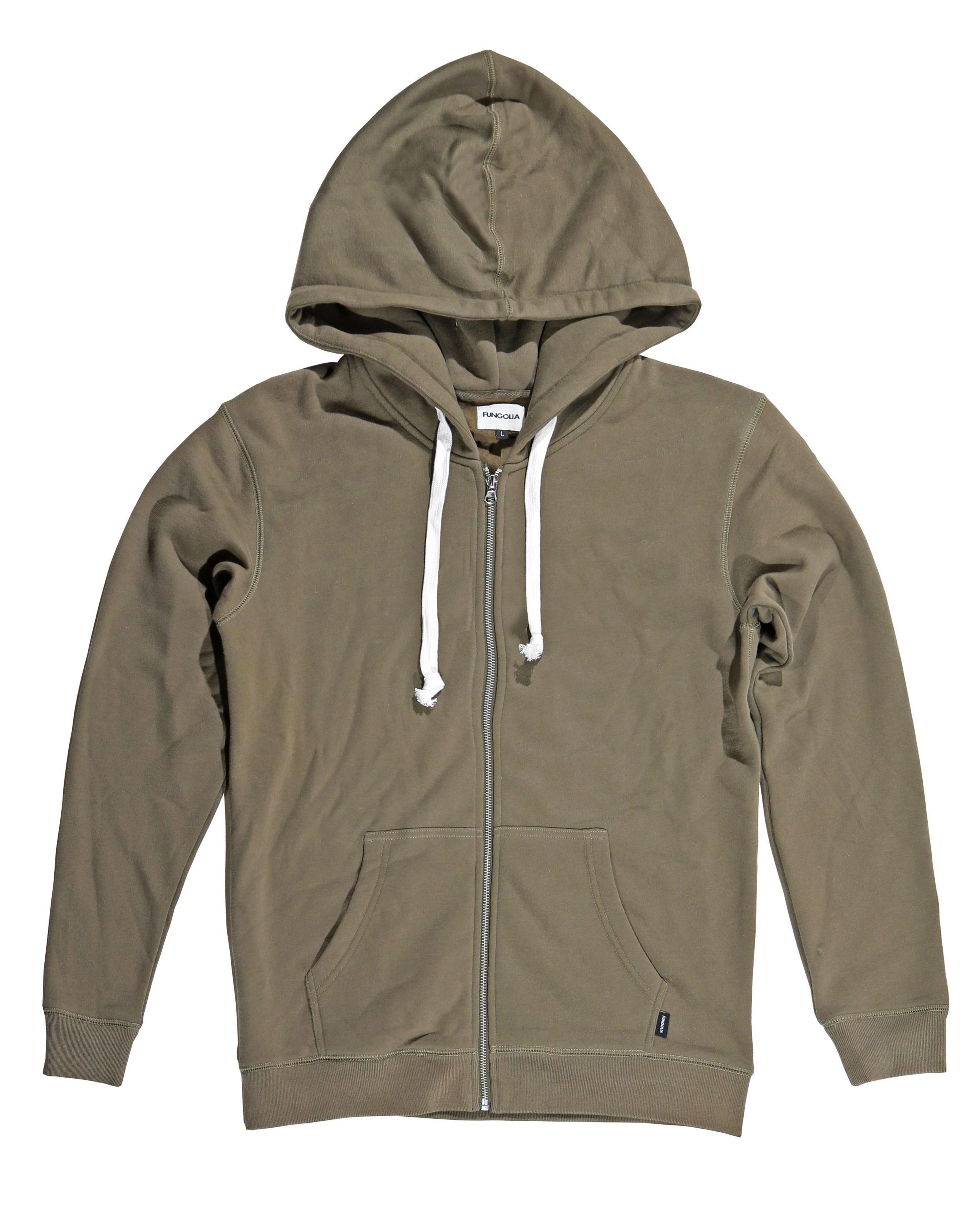 Fungolia Big Hood Fleece Zip-Up Hoodie - Plain (Army Green) - FUNGOLIA