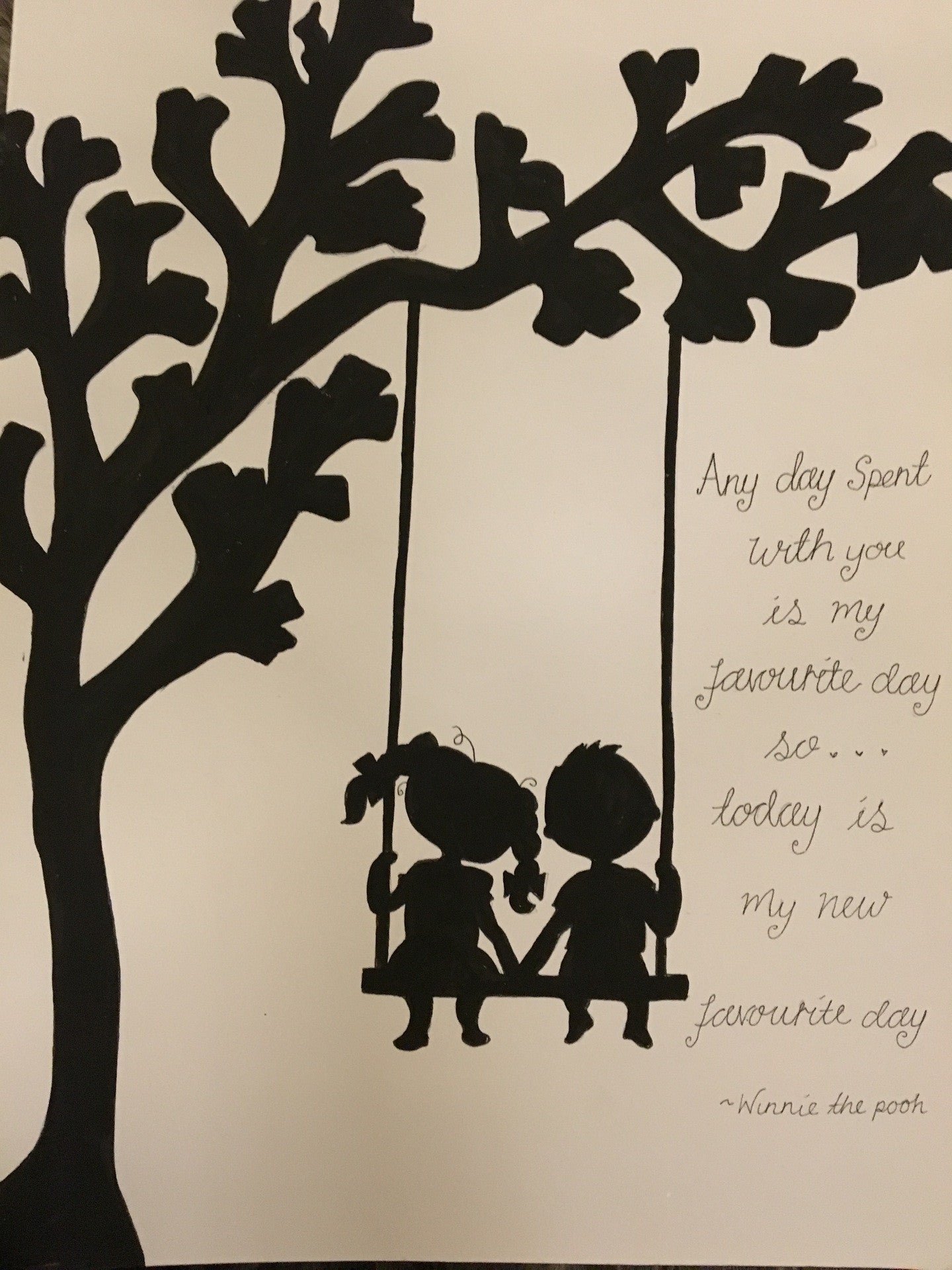 Silhouette With Tree In Lg Frame 2 People On Swing 5509 Oopsy Daisies