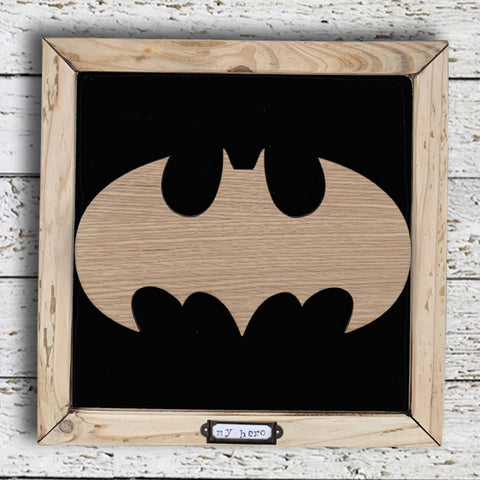 Handmade Lg Framed Superhero Sign - Batman 9983