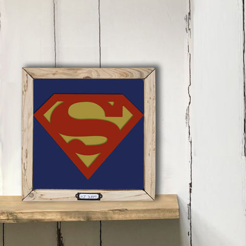 Handmade Lg Framed Superhero Sign - Superman 9985