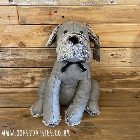 Dog Grey Faux Leather Doorstop 11521