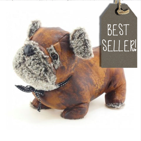 Pug Doorstop Faux Leather 9563