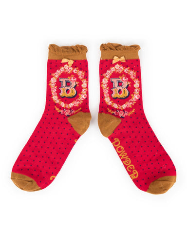 Powder Alphabet Ankle Sock - B 8003