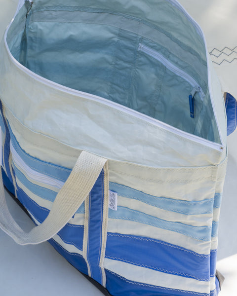 Terrapin Beach Bag - Fading Blues - Recycled Sailcloth Tote – Olde Dog ...