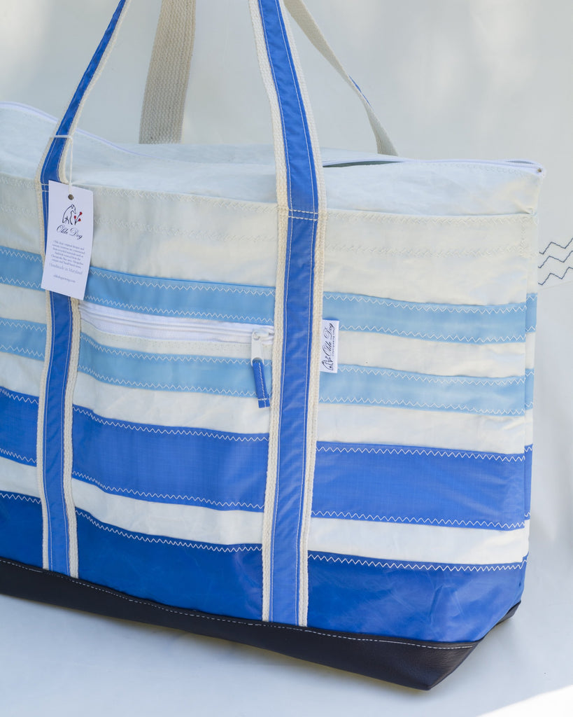 Terrapin Beach Bag - Fading Blues - Recycled Sailcloth Tote – Olde Dog ...