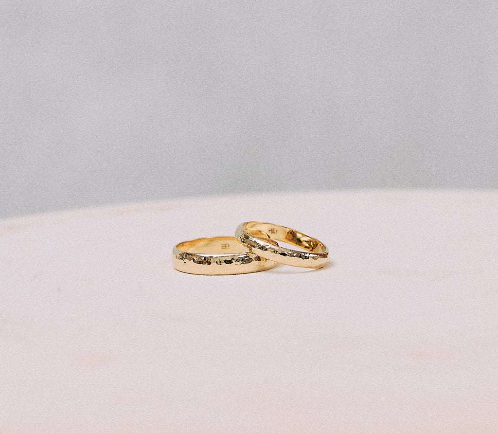 Two BELLER Hammered Wedding Rings