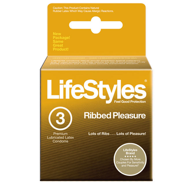 Lifestyles Condom Ribbed Pleasure Lubricated 3 Pack 