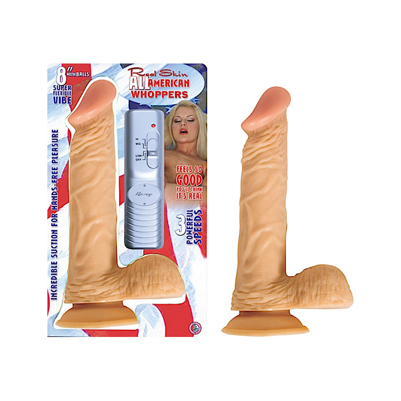 All American Whopper 8 Inches Vibrating Dong Balls Beige Shop