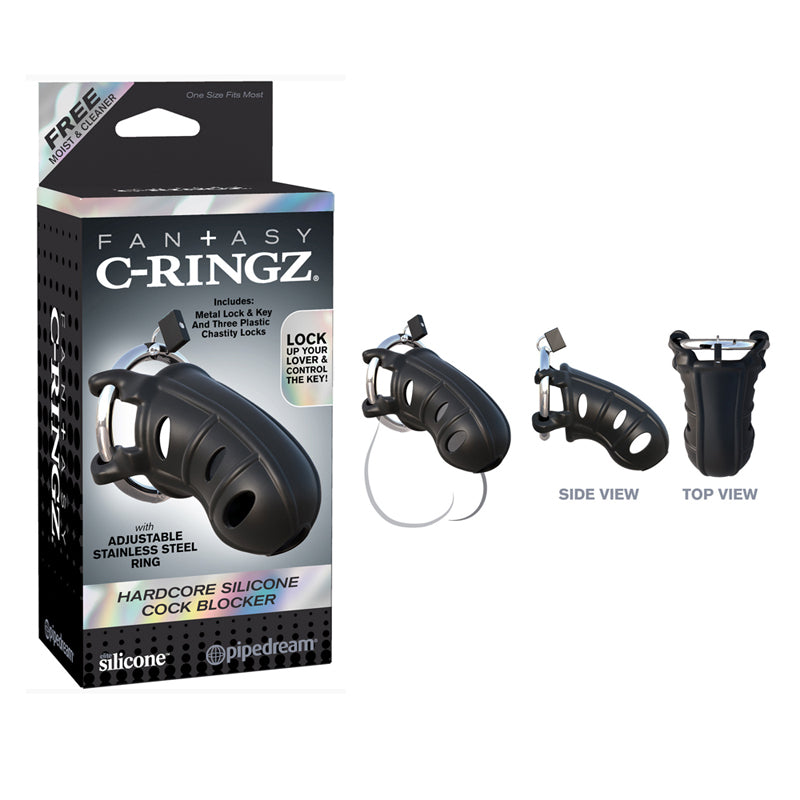 Fantasy C Ringz Hardcore Silicone Cock Blocker Black 