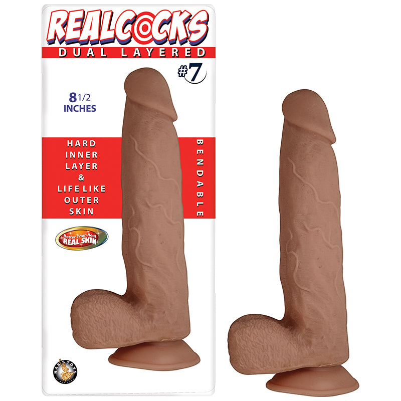 Real Cocks Dual Layered 7 Brown 85 Inches Dildo