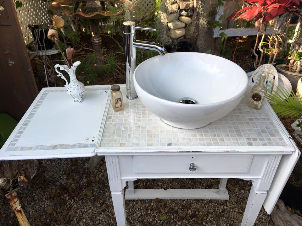 Sold Antique Bathroom Vanity White Cottage Farmhouse White Mothe Vintage Accents By Sulara