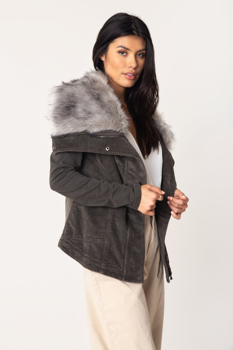 Kym Cord Fur Wrap Jacket – Marrakech Clothing