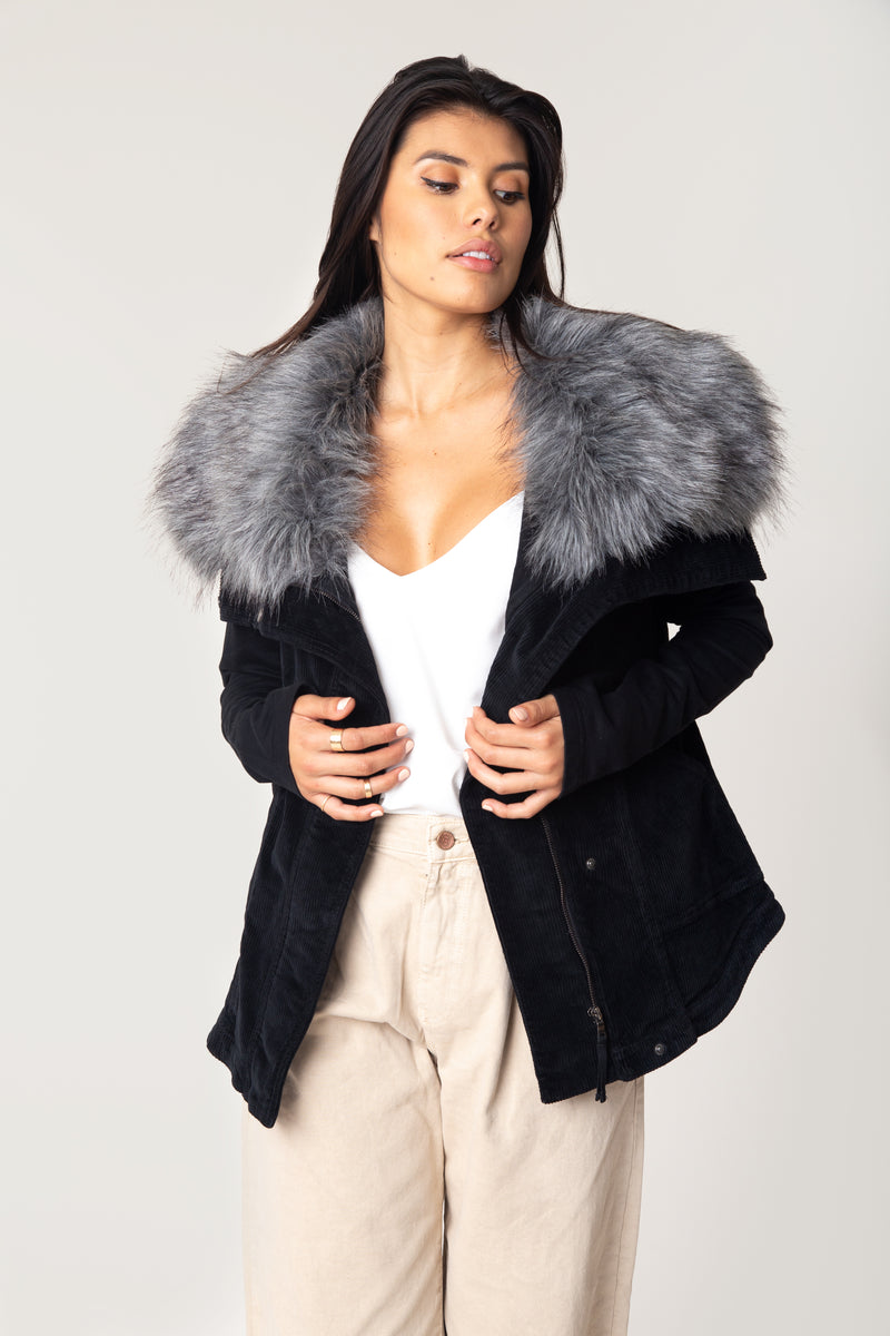Kym Cord Fur Wrap Jacket – Marrakech Clothing