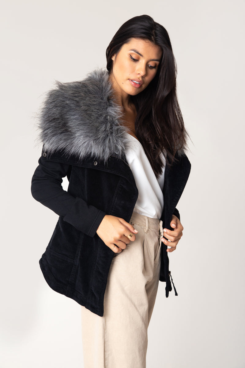 Kym Cord Fur Wrap Jacket – Marrakech Clothing