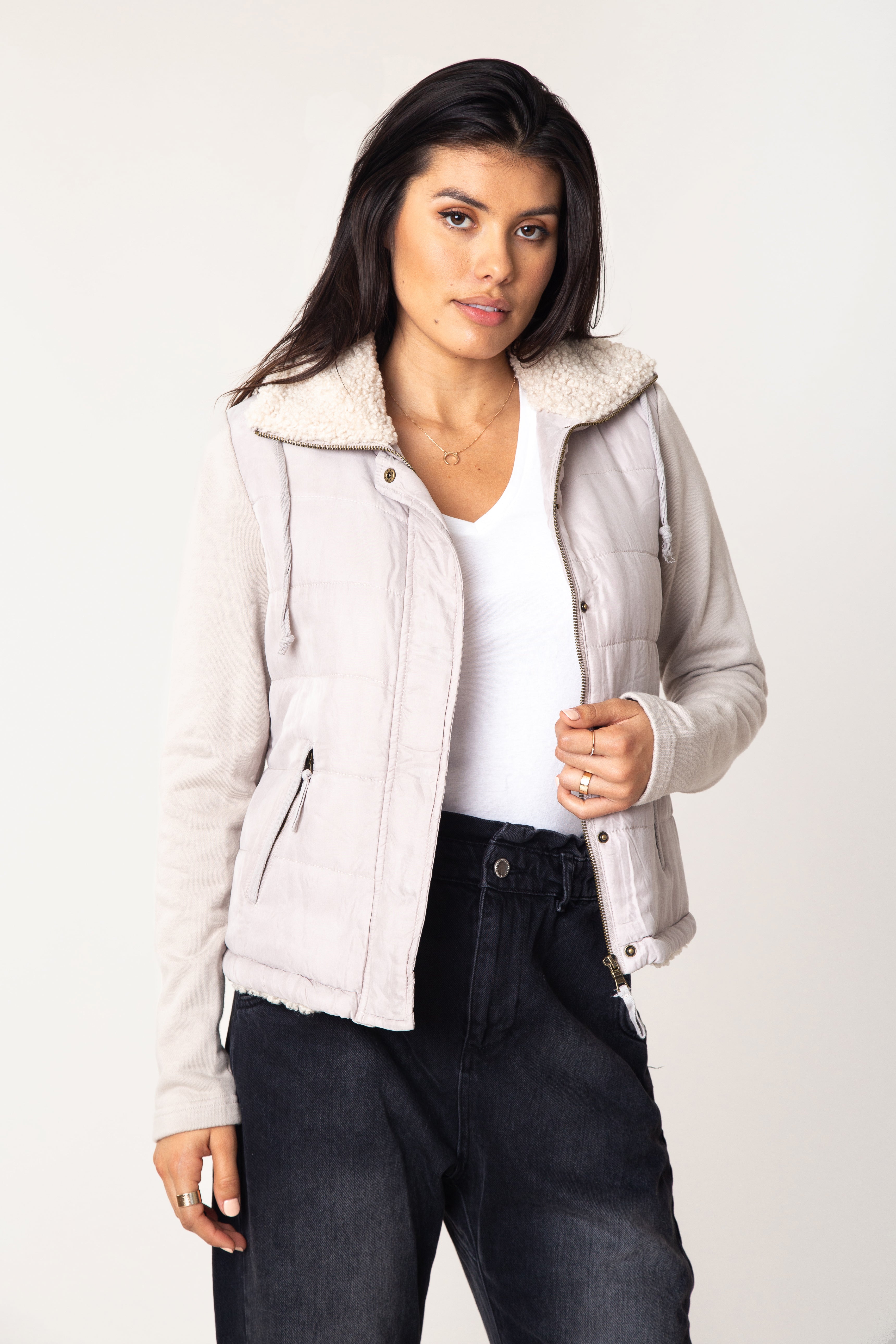 Tia Quilted Sherpa Jacket
