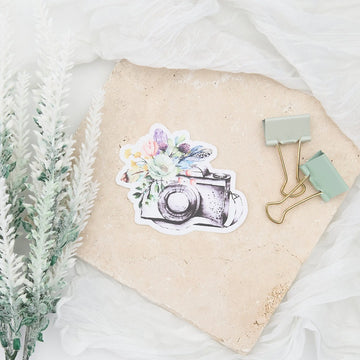 Camera With Strap Vinyl Sticker with Various Colors Floral Design
